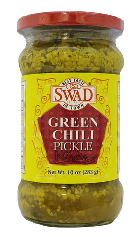 GREEN CHILLI PICKLE 10 OZS (Swad)